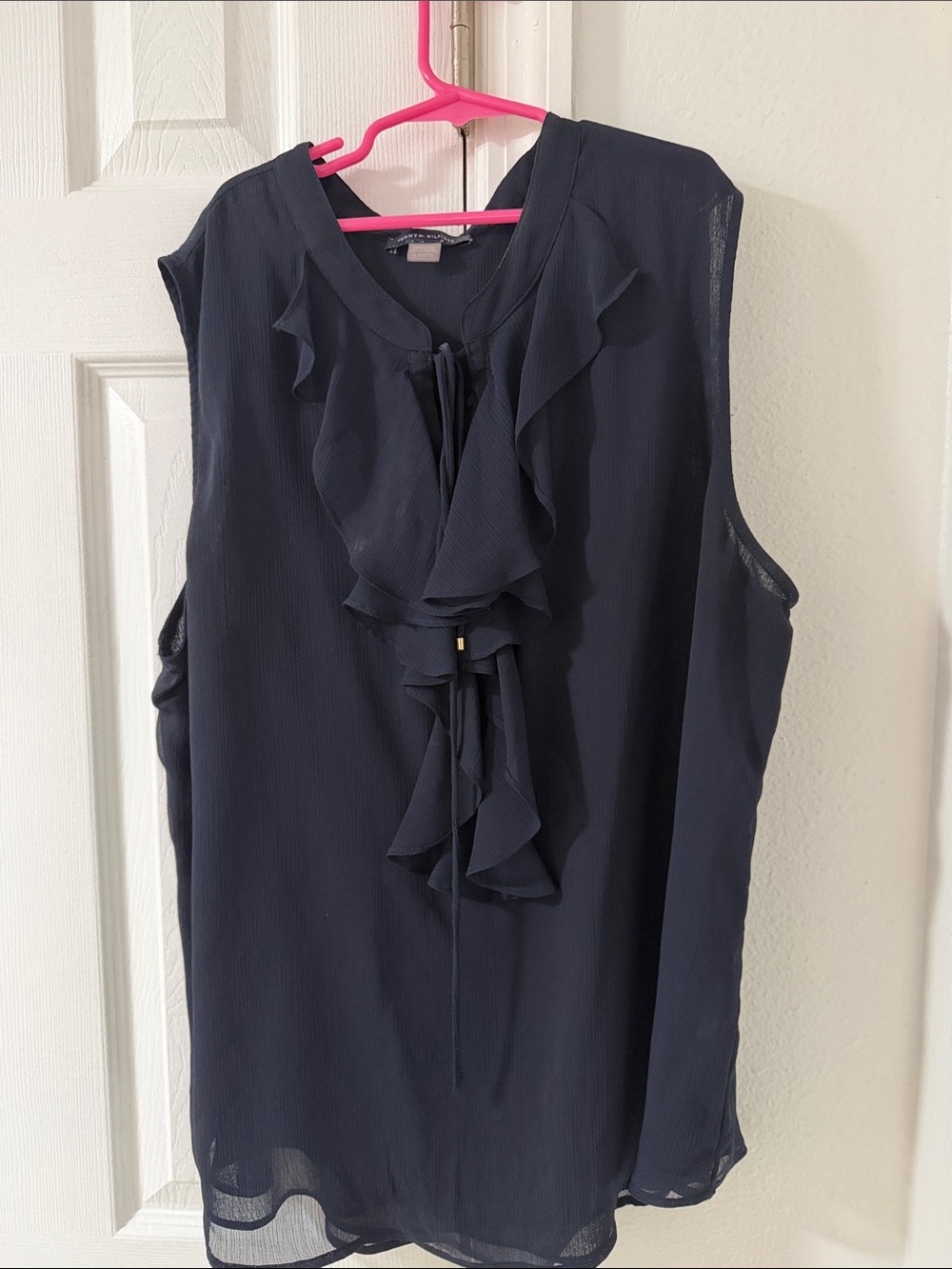 Tommy Hilfiger Navy V-Neck Blouse